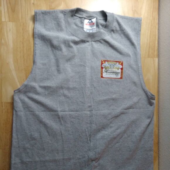 Vintage Hawaiian Surfrider Budweiser Logo Parody Tank Top Shirt - Picture 3 of 10